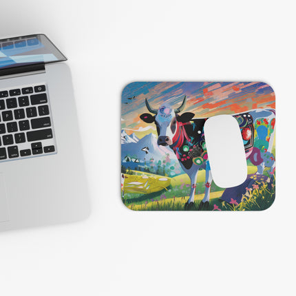 Cyber Glitch Cow Mouse Pad, Rectangle