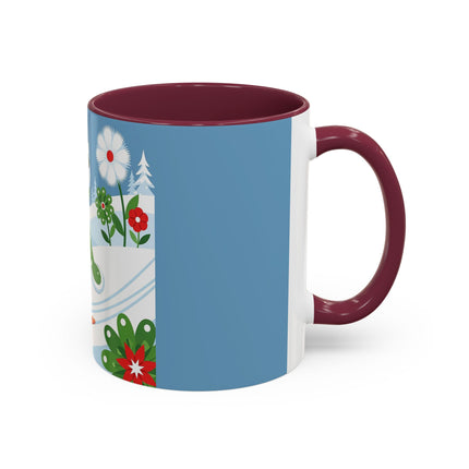 🎿❄️ The Winter Garden Skier Colorful Mug – Whimsical Holiday Fantasy