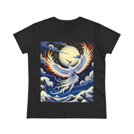 Majestic White Crane Cotton Tee