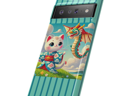 Geisha Kitten and the Dragon Kite Phone Cases