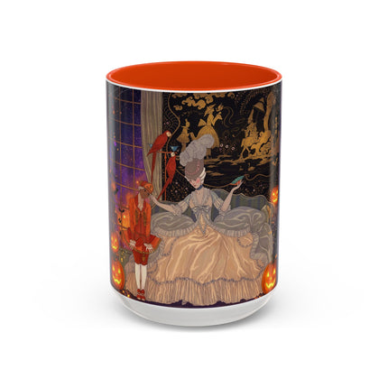 🌙🎃 The Moonlit Parlor Masquerade Colorful Mug – Elegant Halloween Romance