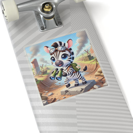 🦓🔭 The Zebra Lookout Kiss-Cut Sticker – Adventure, Curiosity & Explorer Spirit