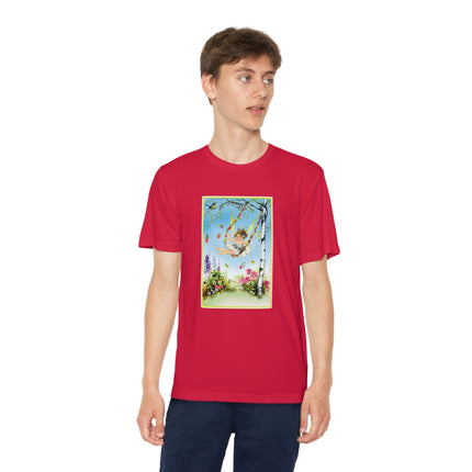Spring Fairy's Floral Swing Youth Competitor Tee – Garden Magic & Whimsical Adventure