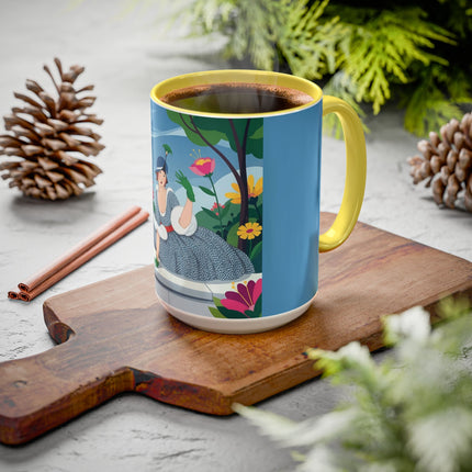 The Lady Of The Secret Garden Colorful Mugs – Art Deco Botanical Elegance