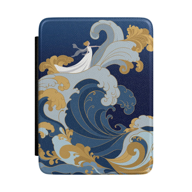 Wave Enchantress Kindle Case – Oceanic Grace & Golden Tides