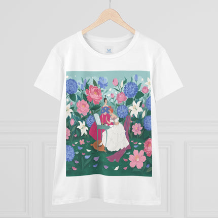 💎🌸 The Lady Of The Jeweled Garden Cotton Tee – Art Deco Floral Elegance