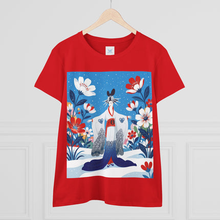 🌸❄️ The Winter Blossom Kimono Cotton Tee – Japanese-Inspired Floral Elegance