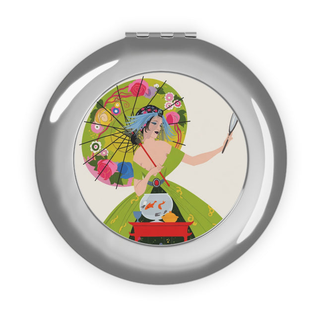 Lady with the Golden Fish Compact Mirror – Whimsical Fashion & Playful Fantasy