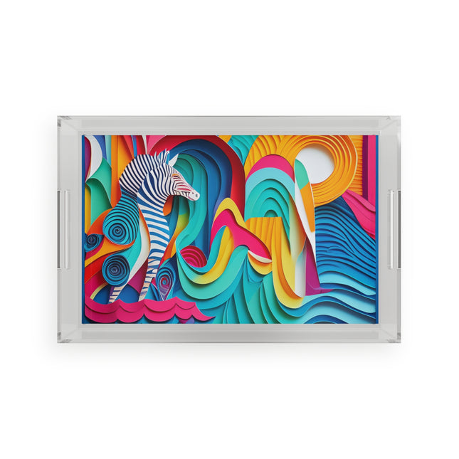 Surfing Zebra Acrylic Serving Tray