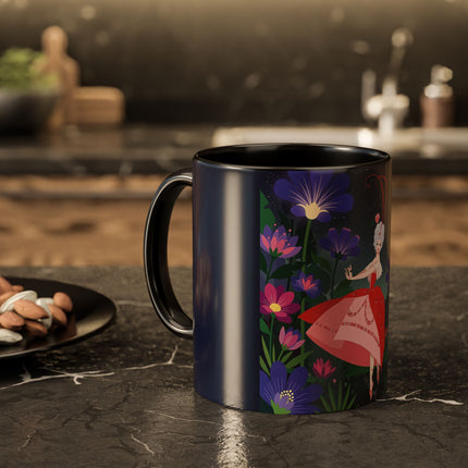 Moonlight Waltz Among The Blossoms Colorful Mugs – Art Deco Floral Enchantment