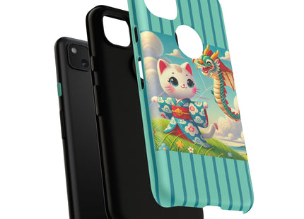 Geisha Kitten and the Dragon Kite Phone Cases