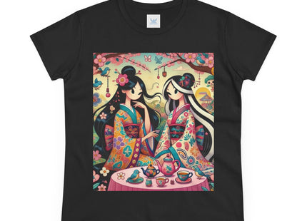 Fairies in Kimonos at Tea Among Blossoms Cotton Tee