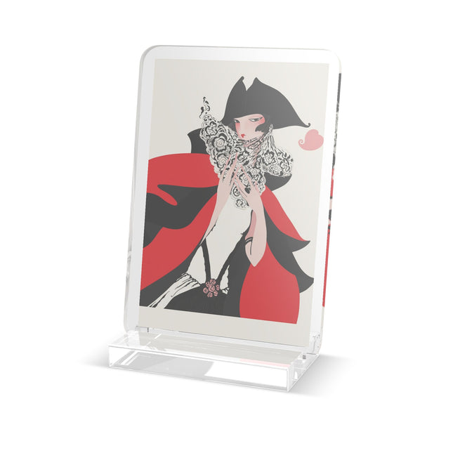 Crimson Masquerade Acrylic Plaque – Dramatic Grace & Bold Elegance