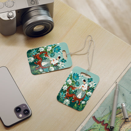 🐉🌿 The Dragon Keeper Luggage Tag – Art Deco Floral Fantasy