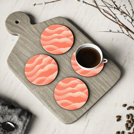 Hues of Orange and Beige Wave Pattern Coasters