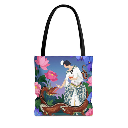 🐉🌸 The Dragon Keeper Tote Bag – Art Deco Floral Fantasy