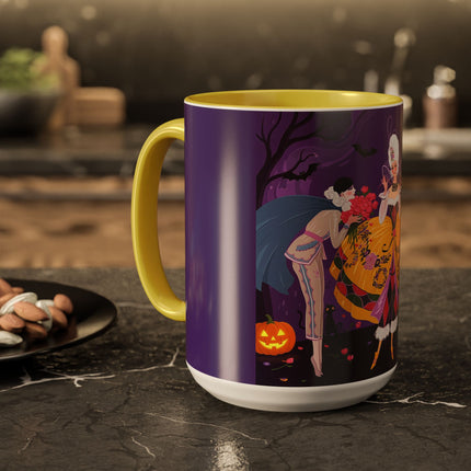 🎭🌹 The Harlequin Rose Masquerade Colorful Mug – Theatrical Halloween Romance