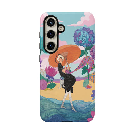 🌊☂️ The Lady Of The Flowered Seashore Phone Case – Art Deco Seaside Fashion
