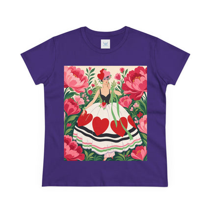 ❤️🌸 The Heart Garden Cotton Tee – Art Deco Floral Romance