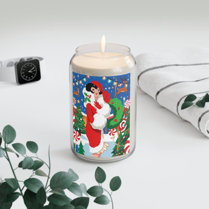🦌🍬 The Lady Of The Peppermint Christmas Garden Scented Soy Candle – Colorful Art Deco Holiday Fantasy