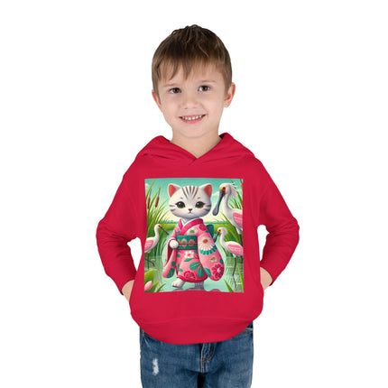 Geisha Kitten Strolls Among the Spoonbills Toddler Pullover Fleece Hoodie