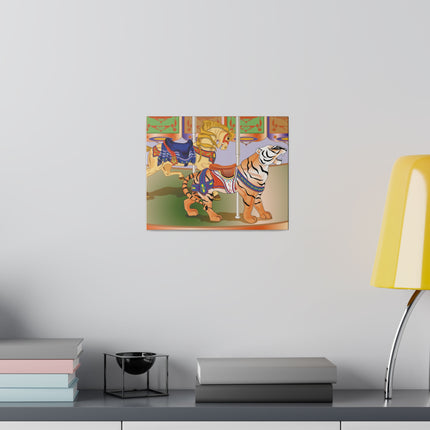 Carousel Splendor – Golden Horse and Tiger on a Whimsical Ride