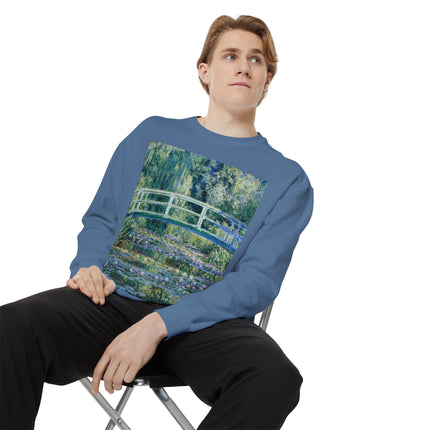 Water Lilies and Japanese Bridge by Claude Monet Unisex Garment-Dyed Sweatshirt