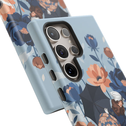 ☂️🌺 The Lady Of The Traveling Garden Phone Case – Art Deco Floral Adventure