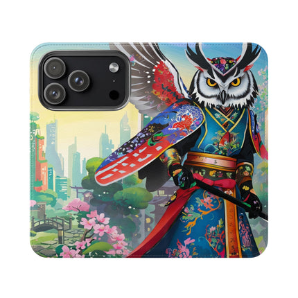 🦉⚔️ Cyberpunk Samurai Owl Flip Case – Neon Wisdom & Warrior Honor