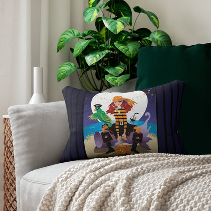 Moonlit Pirate Halloween Spun Polyester Lumbar Pillow