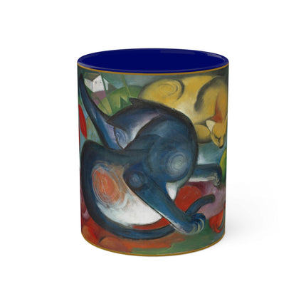 Two Cats, Blue and Yellow by Franz Marc Colorful Mugs, 11oz
