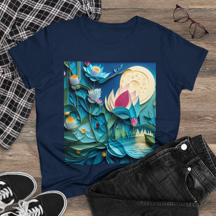 Ethereal Moonlit Lake Women's Midweight Cotton Tee