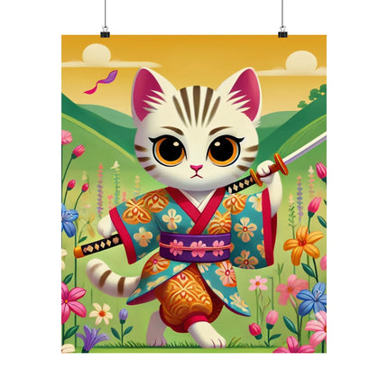 ⚔️🐱 Samurai Kitten Matte Vertical Poster – Courage, Honor & Whimsical Adventure