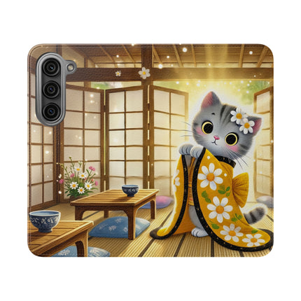 🐱🍵 Playful Kitten in the Tea Room Flip Case – Curious Charm & Cozy Whimsy