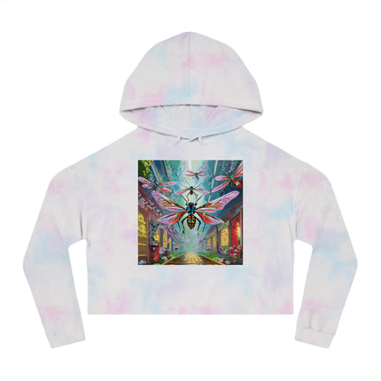 Neon Swarm Cropped Hooded Sweatshirt