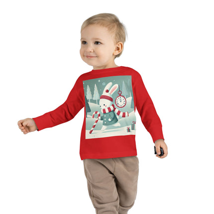 Candy Cane Timekeeper Bunny Toddler Long Sleeve Tee