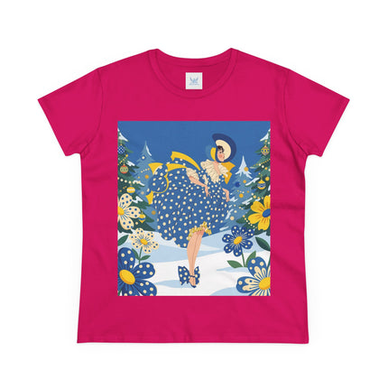 ❄️💙 The Bluebell Christmas Promenade Cotton Tee – Art Deco Holiday Elegance