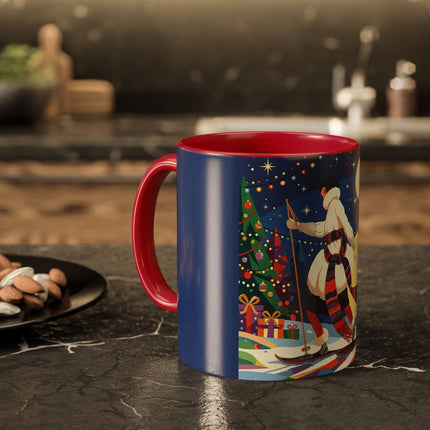 🌙🎿 The Moonlit Christmas Skier Colorful Mug – Whimsical Holiday Fantasy