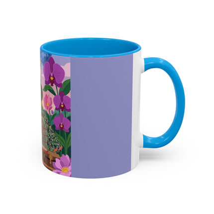 The Lady And The Crimson Birdcage Colorful Mugs – Art Deco Tropical Garden Elegance
