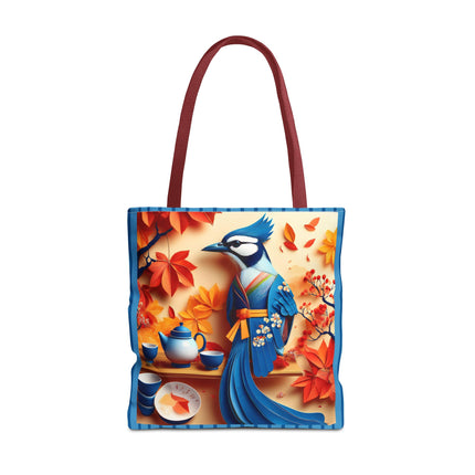 Blue Jay at an Autumn Tea Ceremony Tote Bag (AOP)