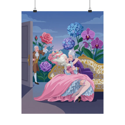 🌹💋 The Lady Of The Secret Rendezvous Matte Vertical Poster – Art Deco Romantic Whimsy