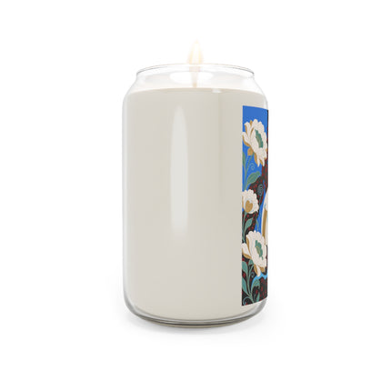 🌸🤍 The Enchanted Ivory Blossom Garden Scented Soy Candle – Art Deco Floral Elegance