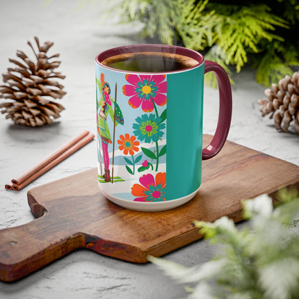 🎿🌸 The Winter Flower Adventurer Colorful Mug – Colorful Ski Fantasy
