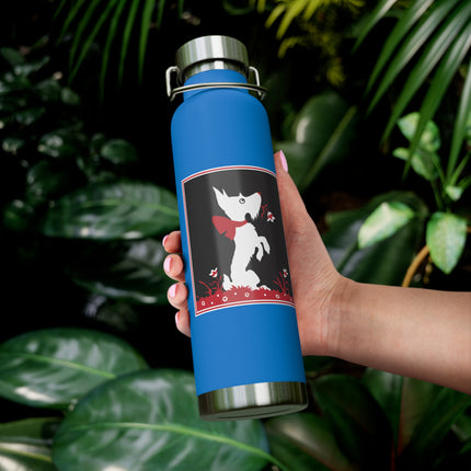 The Enchanting White Terrier with a Red Bow Copper Vacuum Insulated Bottle, 22 oz