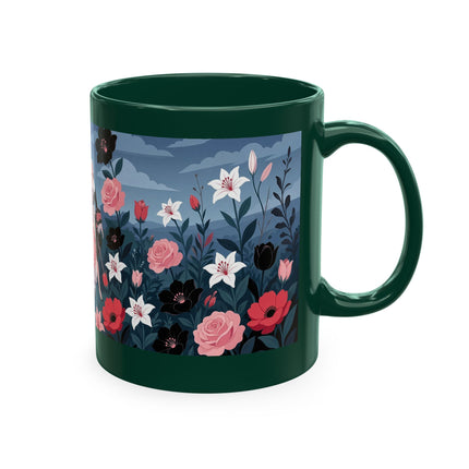 🌹🖤 The Lady Of The Midnight Rose Garden Ceramic Mug – Art Deco Floral Elegance