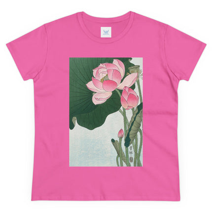 Blooming Lotus Flowers by Ohara Koson Women's Midweight Cotton Tee