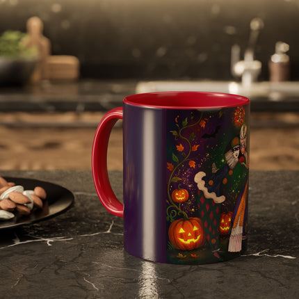 🎭🎃 The Masquerade Beneath The Pumpkin Lantern Colorful Mug – Theatrical Halloween Charm