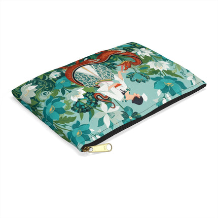 🐉🌿 The Dragon Keeper Accessory Pouch – Art Deco Floral Fantasy
