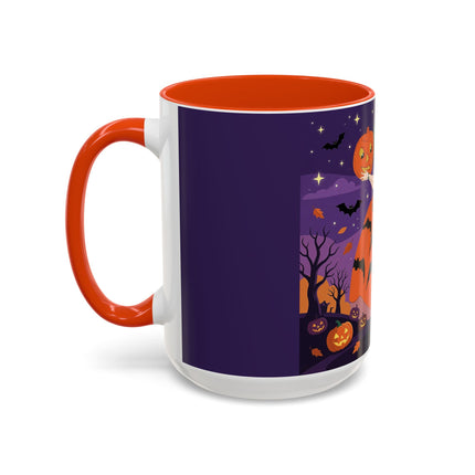 🎃🌕 The Pumpkin Moon Enchantress Colorful Mug – Elegant Halloween Masquerade