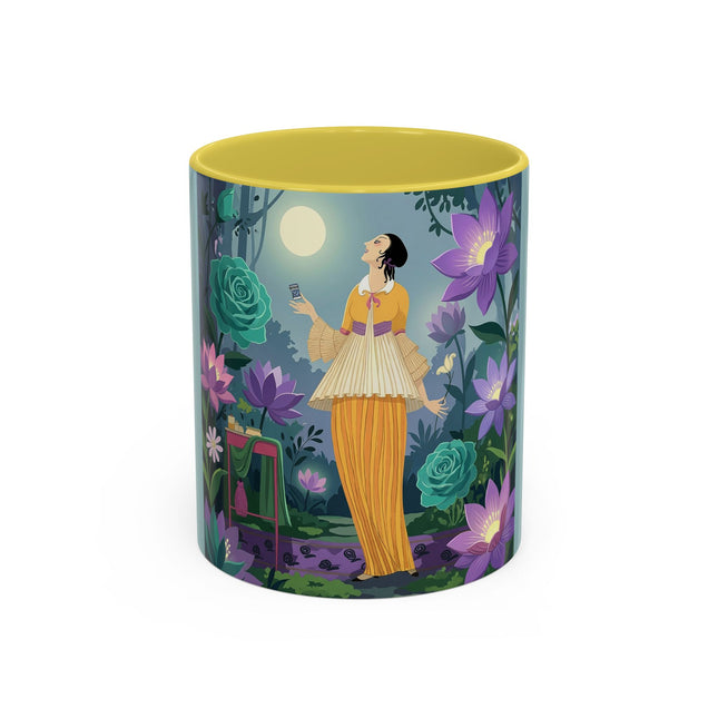 The Lady Of The Moonlit Garden Colorful Mugs – Art Deco Botanical Serenity